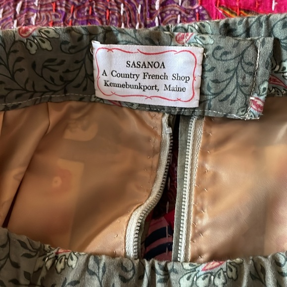 Handmade Woman’s Green Paisley Floral Quilted Pleated Midi Skirt Made in Maine-S - Picture 4 of 5